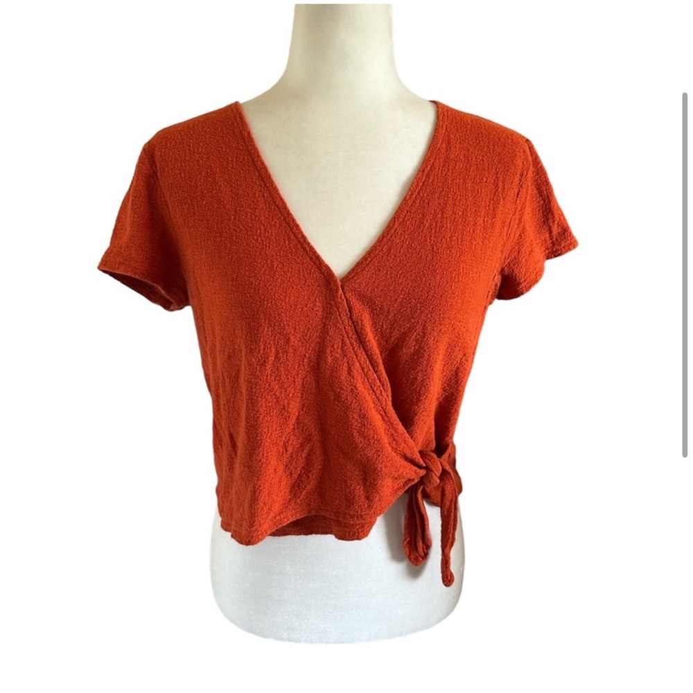 Madewell 🌟 Vneck Wrap Orange Top 🌟 - Picture 2 of 5
